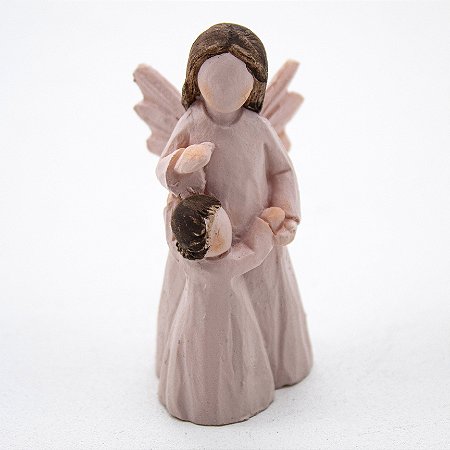Kit 5 Imagens Anjo da Guarda com Menina Resina 6,5 cm