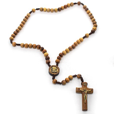 Terço São Padre Pio de Pietrelcina Madeira 10mm Imbuia