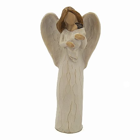 Imagem Anjo da Guarda Abraço Bebe Resina 10 cm