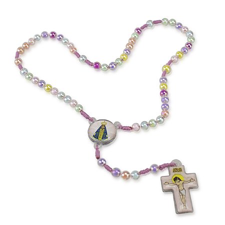 Terço Infantil Nossa Senhora Aparecida Acrilico 8 mm
