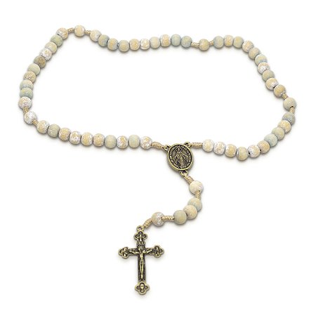 Terço Mãezinha do Céu Nossa Senhora das Graças Madeira 8mm