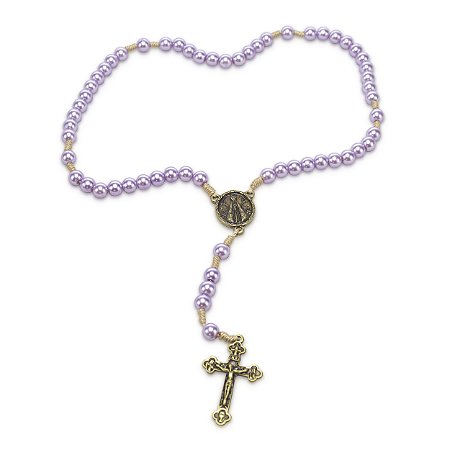 Terço Nossa Senhora Aparecida Lilas Perola 10mm