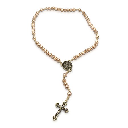 Terço Nossa Senhora Aparecida Nude Perola 10mm