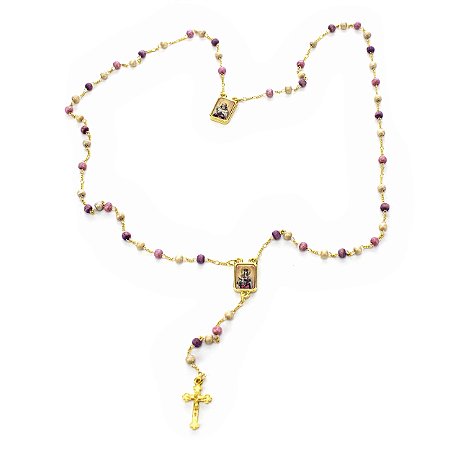 Colar Terço Nossa Senhora do Carmo Madeira 4 mm