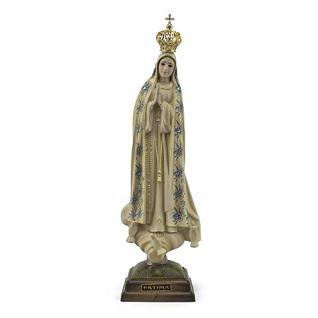 Imagem Nossa Senhora de Fatima de Portugal Envelhecida Importada Resina 38 cm
