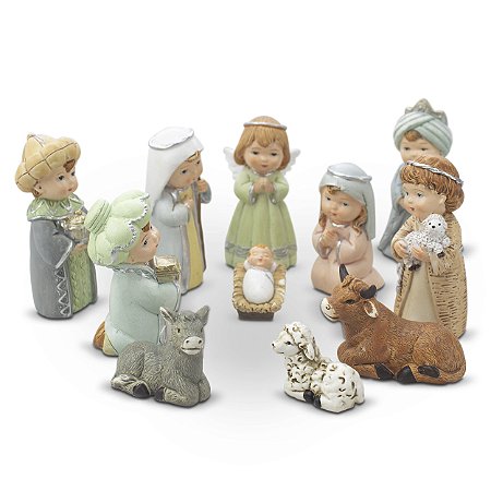 Presépio Infantil Importado Resina 11 Peças 10 cm