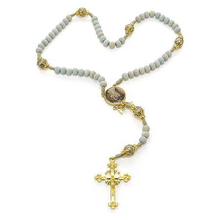 Terço da Anunciação Madeira 8mm Azul