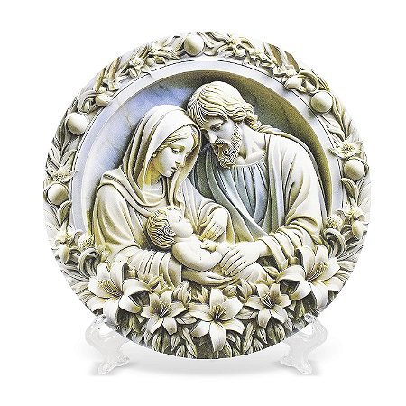 Adorno De Mesa/Parede Sagrada Familia Alto Relevo Importado Resina 20 cm