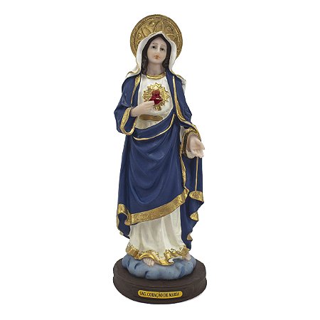 Imagem Imaculado Coração de Maria Resina 23 cm