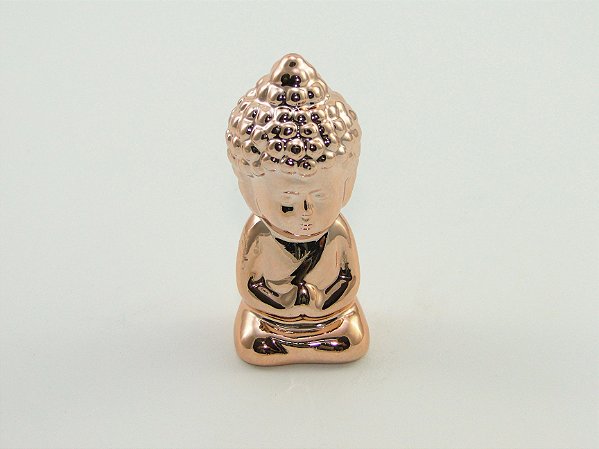 Estátua Mini Buda Meditando cor Bronze Porcelana 7 cm