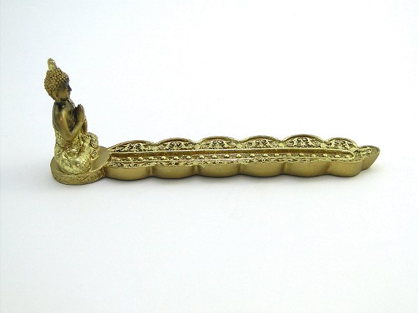 Incensário Vareta Buda Dourado Resina 20 cm
