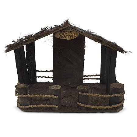 Casa Rústica Presépio Madeira 30 cm