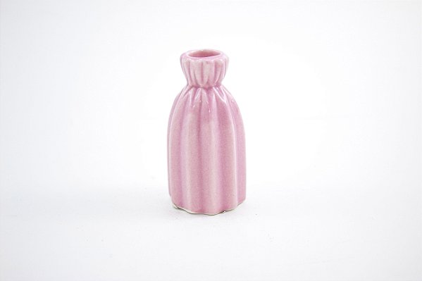 Mini Vaso Striped Rosa Cerâmica 8 cm