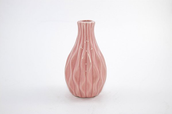 Mini Vaso Decorativo Rosa Cerâmica 12 cm