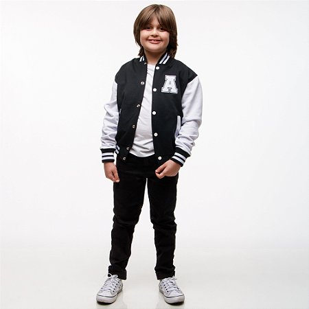 Jaqueta College Americana Infantil Kids Letra A Bordada - Várias Cores