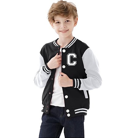 Jaqueta College Americana Infantil Kids Letra C Bordada - Várias Cores