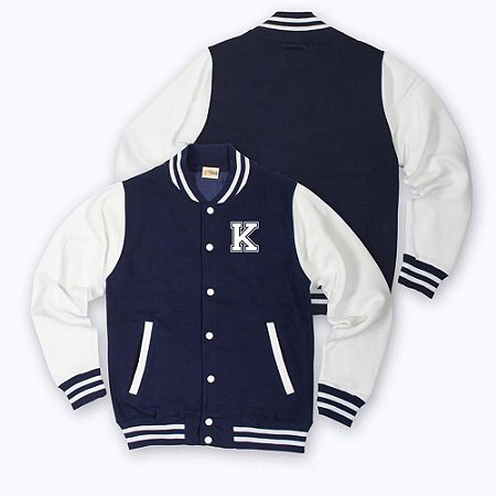 Jaqueta College Americana Infantil Kids Letra K Bordada - Várias Cores