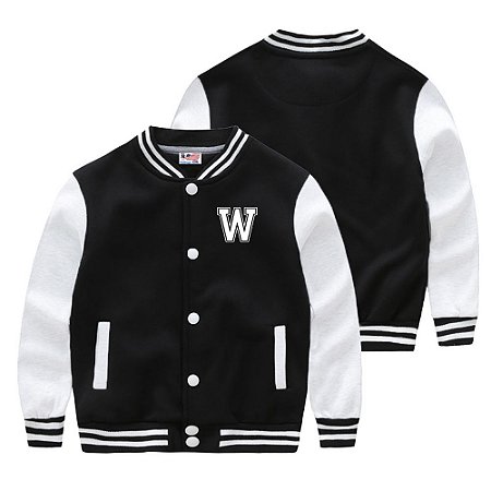 Jaqueta College Americana Infantil Kids Letra W Bordada - Várias Cores