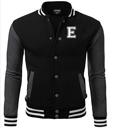 Jaqueta College Americana Black Edition Letra E Bordada