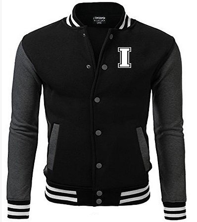 Jaqueta College Americana Black Edition Letra I Bordada