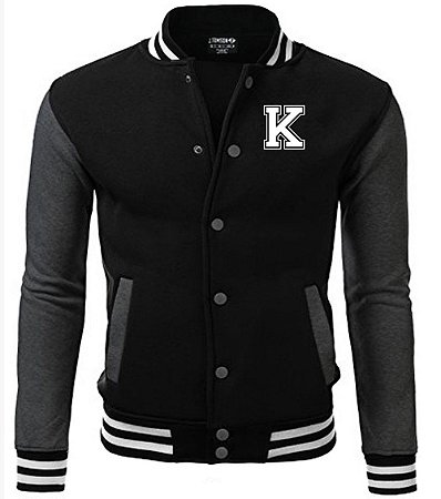 Jaqueta College Americana Black Edition Letra K Bordada