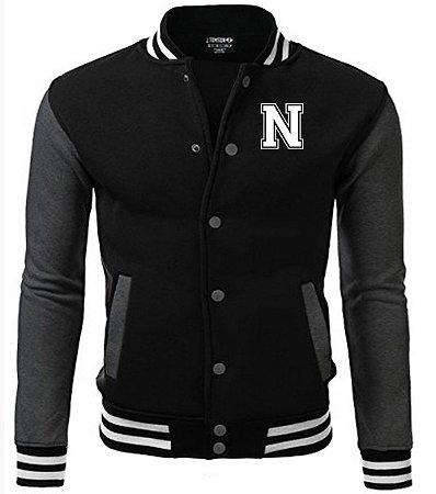 Jaqueta College Americana Black Edition Letra N Bordada