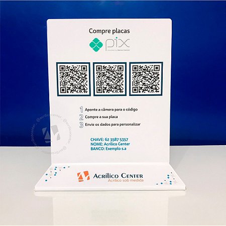 Placa Pix 3 Qr Code - Modelo Básico