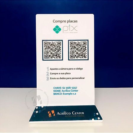 Placa Pix 2 Qr Code - Modelo Básico
