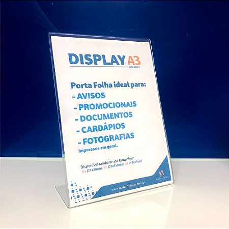 Display 30x42cm Modelo L A3 inclinado