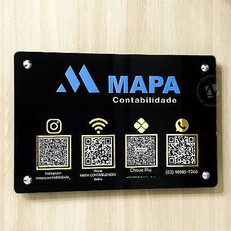 Placa Pix 4 Qr Code - Modelo de Parede