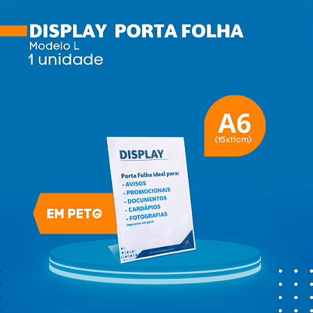 Display L Mesa Porta Folha A6 em PETG
