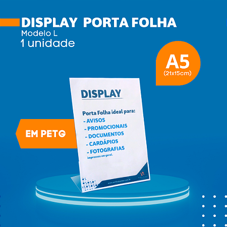 Display L Mesa Porta Folha A5 em PETG