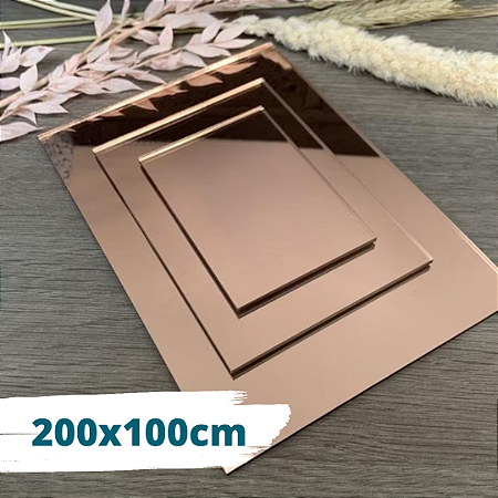 CHAPA ACRÍLICO ESPELHADO ROSÉ - 200x100cm