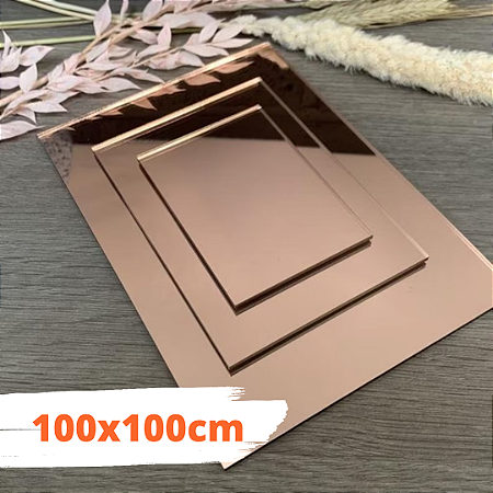 CHAPA ACRÍLICO ESPELHADO ROSÉ - 100x100cm