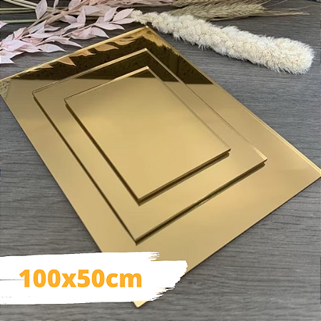 CHAPA ACRÍLICO ESPELHADO DOURADO GOLD- 50x100cm