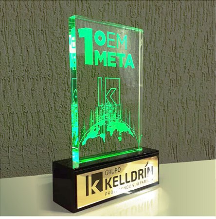 Troféu Luminoso 16x25cm em acrílico 15mm