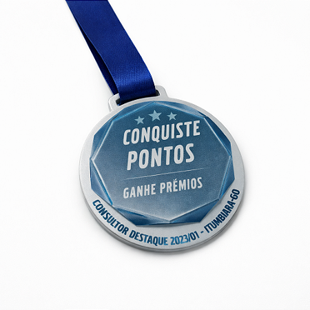 Medalha em acrílico - Alto relevo lapidado