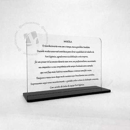 Troféu em acrílico 4mm - Modelo retangular