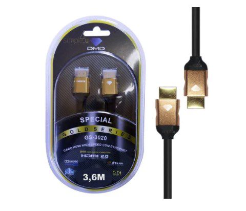 Cabo Hdmi 2.0 High Speed Ethernet 3d 4k Gs-3020 Dmd (3,6m)