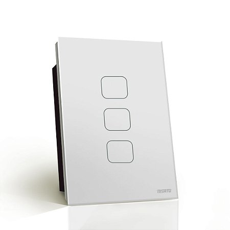 Interruptor Touch Rele 3 Pads - Branco Quadrado 4x2