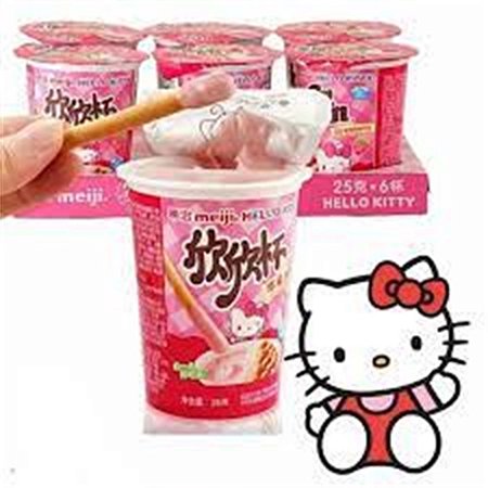 Copo com Palitos Sabor Morango- Hello Kitty
