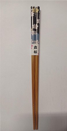 Hashi Bambu Preto Flores Brancas