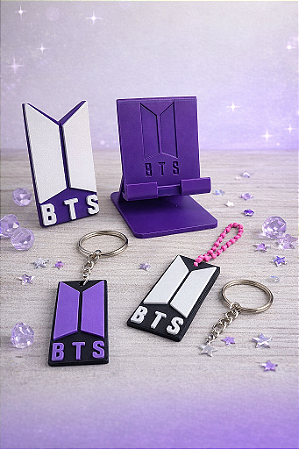 KIT BTS (1 chaveiro, 1 suporte de celular e 1 imã)