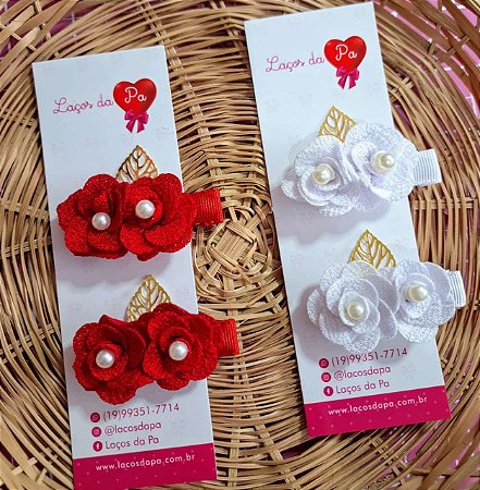 PAR CLIPS FLORES LUXO FESTAS