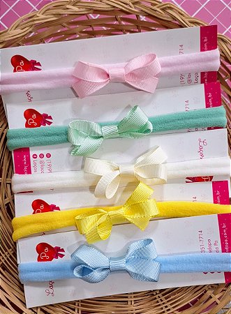 Kit com 05 Faixinhas baby tons candy