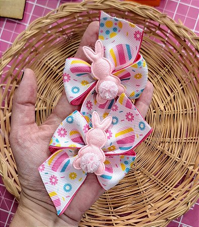 DUPLINHA PARZINHO COELHINHO DA PÁSCOA ROSA