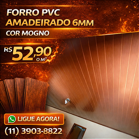 Forro de PVC amadeirado frisado 6mm x 20cm x 6.0 m mogno madex