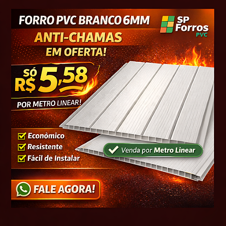 Forro PVC - Branco Frisado Régua c/ 1 metro