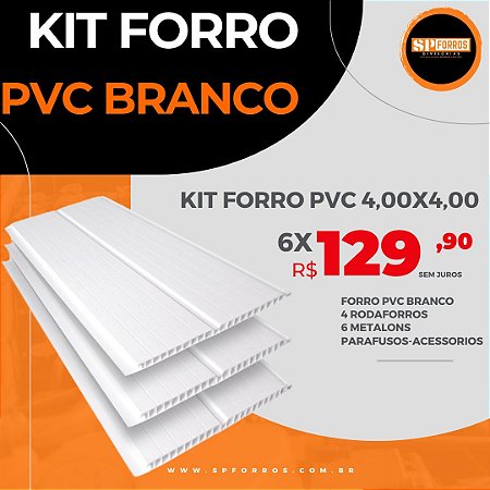 Kit Completo Forro PVC Branco Frisado 4x4m – Instale e Transforme