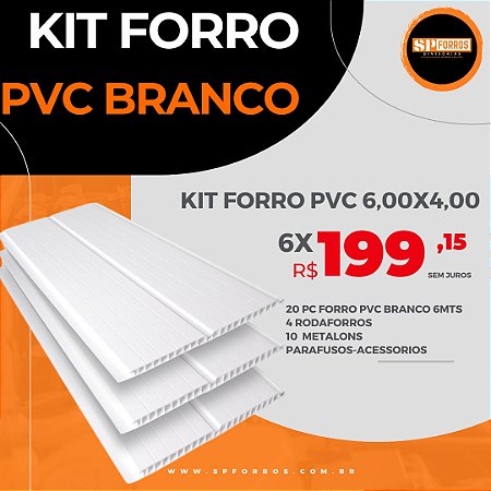 Kit Completo Forro PVC Branco Frisado 6x4m – Instale e Transforme